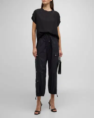 Cinq à Sept Lorainne Short Ruched-Sleeve Silk Top | Thumbnail 2 Cinq à Sept Lorainne Short Ruched-Sleeve Silk Top | Thumbnail 2