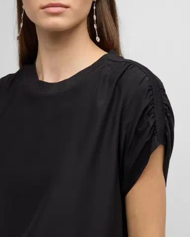 Cinq à Sept Lorainne Short Ruched-Sleeve Silk Top | Thumbnail 6 Cinq à Sept Lorainne Short Ruched-Sleeve Silk Top | Thumbnail 6