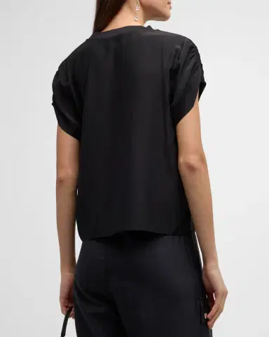 Cinq à Sept Lorainne Short Ruched-Sleeve Silk Top | Thumbnail 7 Cinq à Sept Lorainne Short Ruched-Sleeve Silk Top | Thumbnail 7