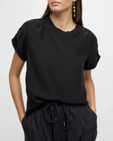 Cinq à Sept Lorainne Short Ruched-Sleeve Silk Top | Thumbnail 8 Cinq à Sept Lorainne Short Ruched-Sleeve Silk Top | Thumbnail 8