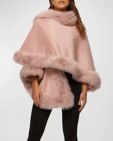 Gorski Cashmere Capelet with Lamb Shearling Trim | Thumbnail 3 Gorski Cashmere Capelet with Lamb Shearling Trim | Thumbnail 3