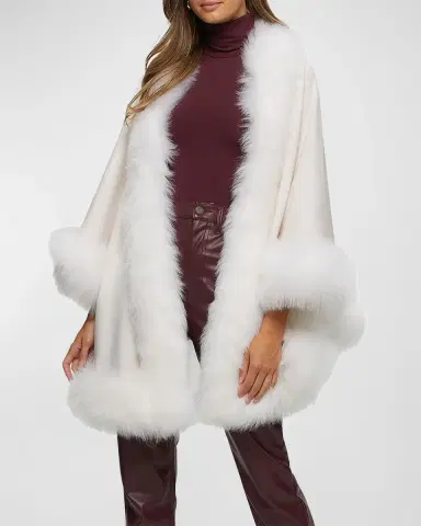 Gorski Cashmere Capelet with Lamb Shearling Trim | Thumbnail 3 Gorski Cashmere Capelet with Lamb Shearling Trim | Thumbnail 3