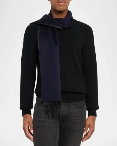 PIACENZA 1733 Men's Two-Tone Cashmere-Silk Scarf | Thumbnail 2 PIACENZA 1733 Men's Two-Tone Cashmere-Silk Scarf | Thumbnail 2