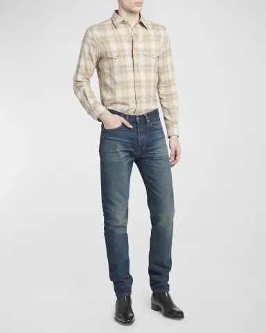 Tom Ford Men's Selvedge Denim Slim-Leg Jeans | Thumbnail 2