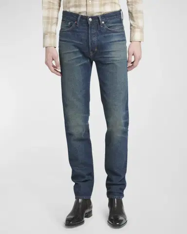 Tom Ford Men's Selvedge Denim Slim-Leg Jeans | Thumbnail 4