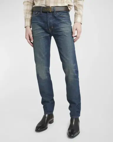 Tom Ford Men's Selvedge Denim Slim-Leg Jeans | Thumbnail 7