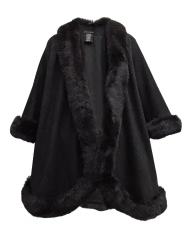 Sofia Cashmere Cashmere Cape With Faux Fur Trim | Thumbnail 1 Sofia Cashmere Cashmere Cape With Faux Fur Trim | Thumbnail 1