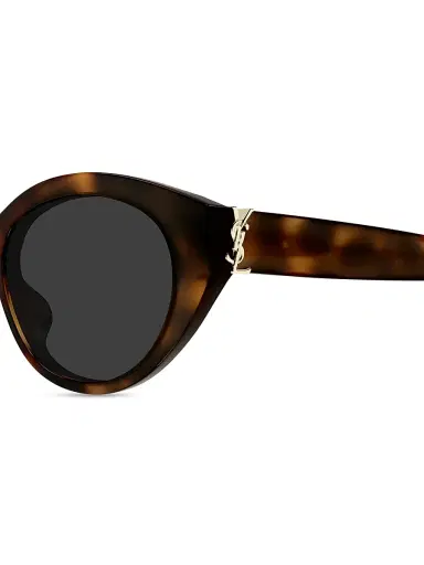 Saint Laurent Women's Monogram Hinge 54MM Round Sunglasses - Havana Black | Thumbnail 3