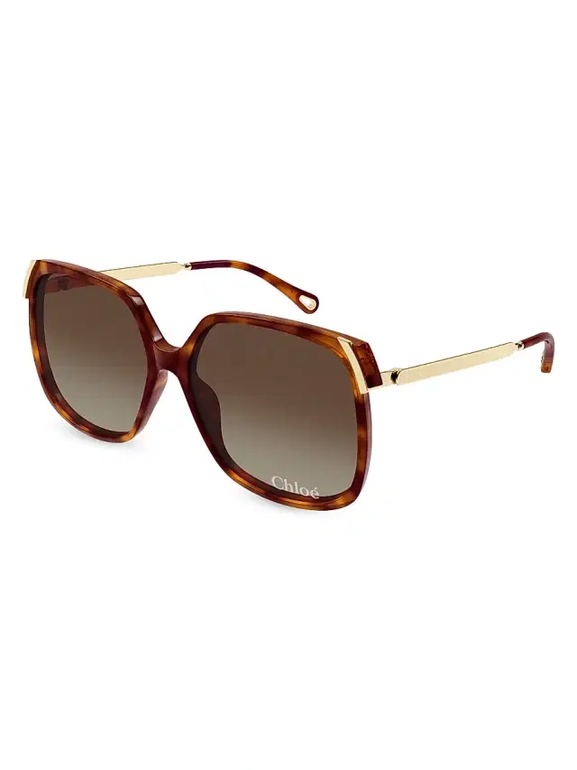 Chloé Women's Aly Combi 60MM Squared Sunglasses - Havana Gold Havana