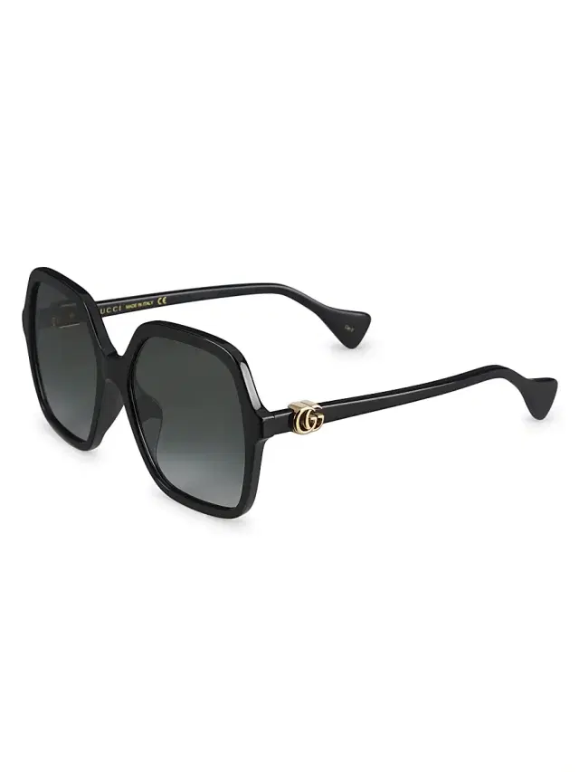 Gucci Women's Mini Running 56MM Square Sunglasses - Black