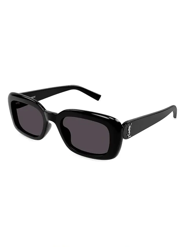 Saint Laurent Women's Monogram Perle Rectangular Sunglasses - Black