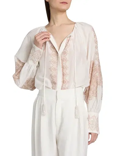 Kobi Halperin Women's Hope Lace Print Cotton-Silk Blouse | Thumbnail 3 Kobi Halperin Women's Hope Lace Print Cotton-Silk Blouse | Thumbnail 3