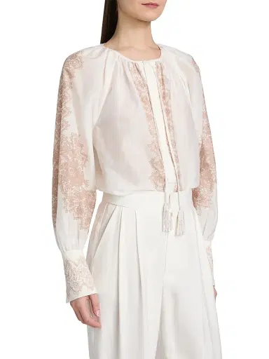 Kobi Halperin Women's Hope Lace Print Cotton-Silk Blouse | Thumbnail 4 Kobi Halperin Women's Hope Lace Print Cotton-Silk Blouse | Thumbnail 4