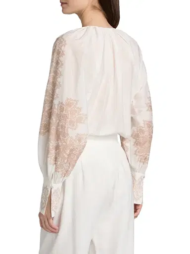Kobi Halperin Women's Hope Lace Print Cotton-Silk Blouse | Thumbnail 5 Kobi Halperin Women's Hope Lace Print Cotton-Silk Blouse | Thumbnail 5