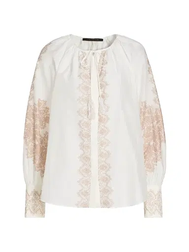 Kobi Halperin Women's Hope Lace Print Cotton-Silk Blouse | Thumbnail 1 Kobi Halperin Women's Hope Lace Print Cotton-Silk Blouse | Thumbnail 1