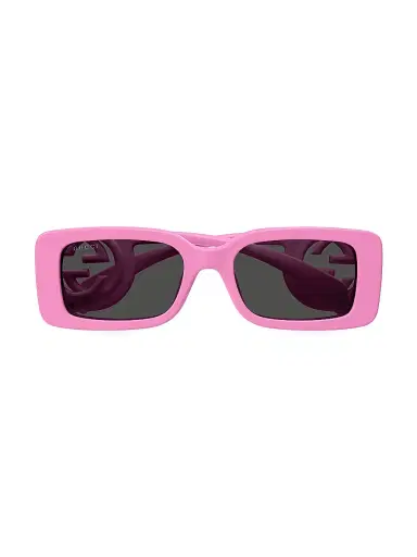Gucci Women's Chaise Longue 54MM Rectangular Sunglasses - Pink Dark Grey | Thumbnail 2