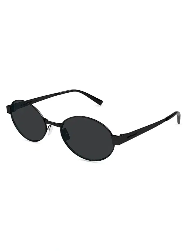 Women's Feminine Fashion Icons 55MM Oval Metal Sunglasses - Black Dark Grey