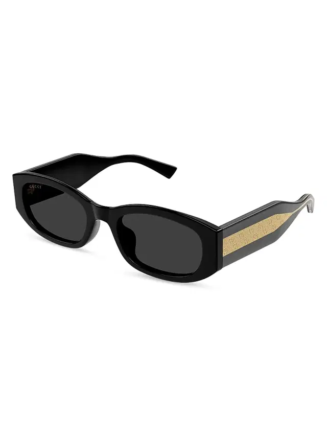 Gucci Women's 55MM Oval Sunglasses - Gold Black