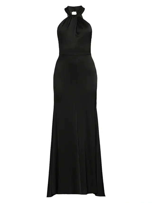 Ungaro Women's Wilde Satin Halterneck Maxi Dress - Black