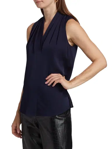 Kobi Halperin Women's Mila Sleeveless Silk-Blend Blouse - Midnight Blue - Size XXL | Thumbnail 4