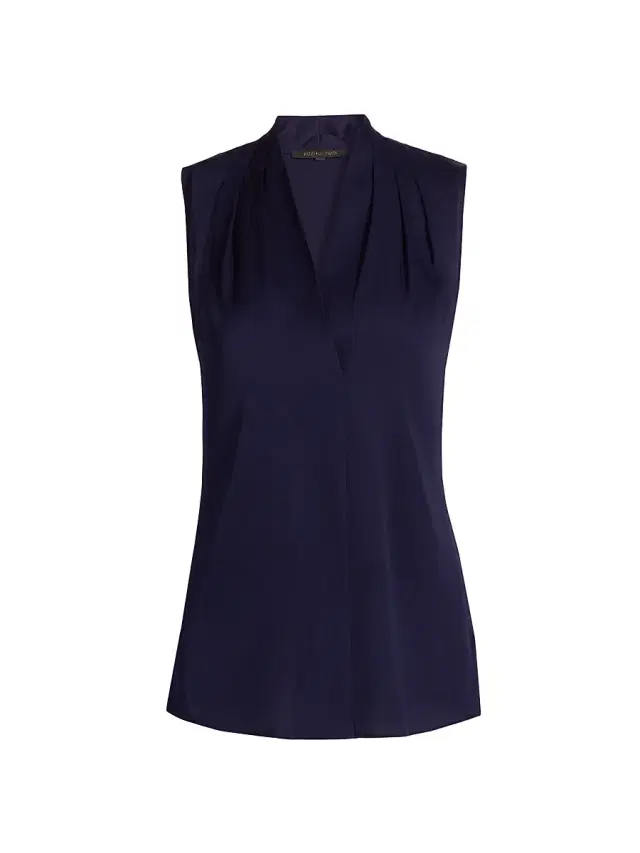 Women's Mila Sleeveless Silk-Blend Blouse - Midnight Blue