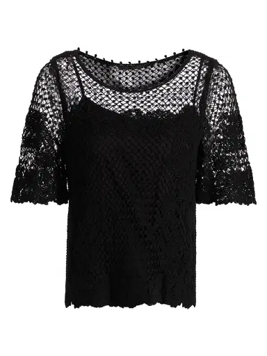Kobi Halperin Women's Magnolia Crochet Blouse - Black - Size XXL | Thumbnail 1 Kobi Halperin Women's Magnolia Crochet Blouse - Black - Size XXL | Thumbnail 1
