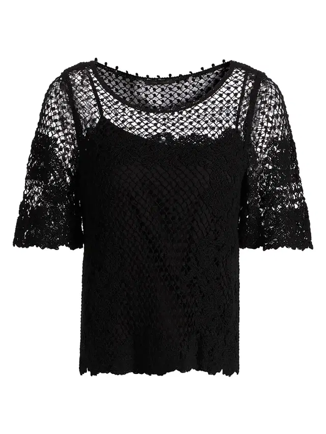 Kobi Halperin Women's Magnolia Crochet Blouse - Black