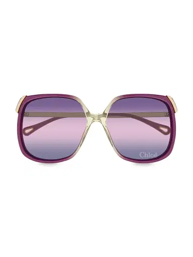 Chloé Women's Aly Combi 60MM Squared Sunglasses - Gold Burgundy | Thumbnail 2