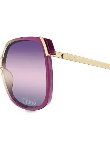 Chloé Women's Aly Combi 60MM Squared Sunglasses - Gold Burgundy | Thumbnail 3