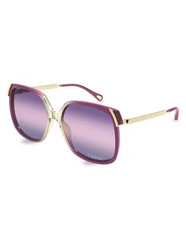 Chloé Women's Aly Combi 60MM Squared Sunglasses - Gold Burgundy | Thumbnail 1