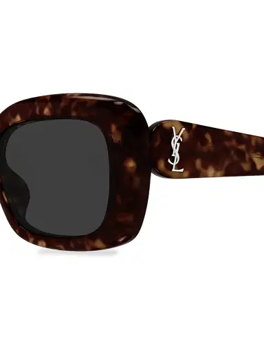Saint Laurent Women's Color Animation 53MM Rectangular Sunglasses - Havana Black | Thumbnail 4 Saint Laurent Women's Color Animation 53MM Rectangular Sunglasses - Havana Black | Thumbnail 4