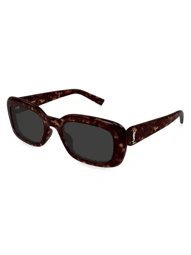 Saint Laurent Women's Color Animation 53MM Rectangular Sunglasses - Havana Black | Thumbnail 1 Saint Laurent Women's Color Animation 53MM Rectangular Sunglasses - Havana Black | Thumbnail 1