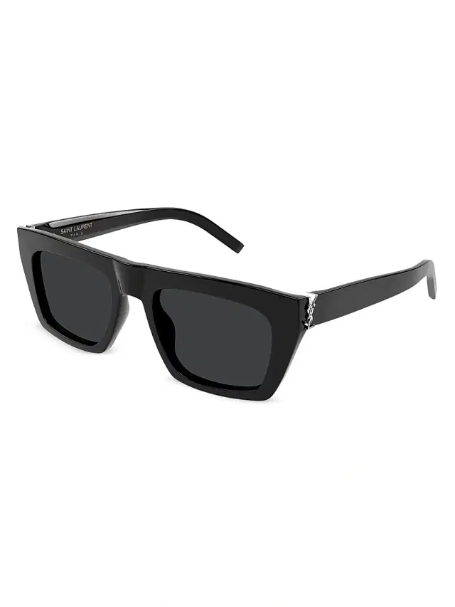 Saint Laurent Women's Monogram Hinge 52MM Acetate Square Sunglasses - Black Dark Grey