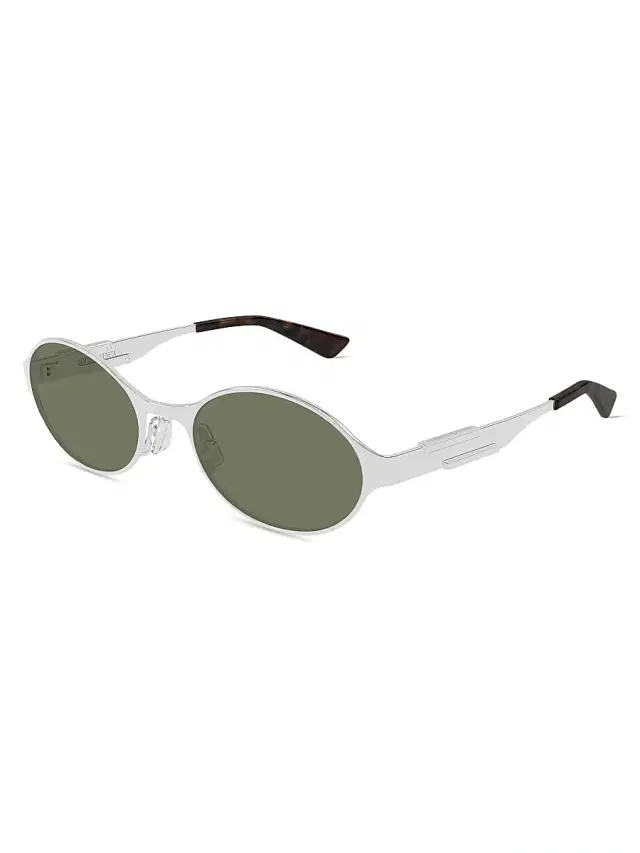 Bottega Veneta Women's Dash Ribbon Metal 55MM Oval Sunglasses - Silver Green