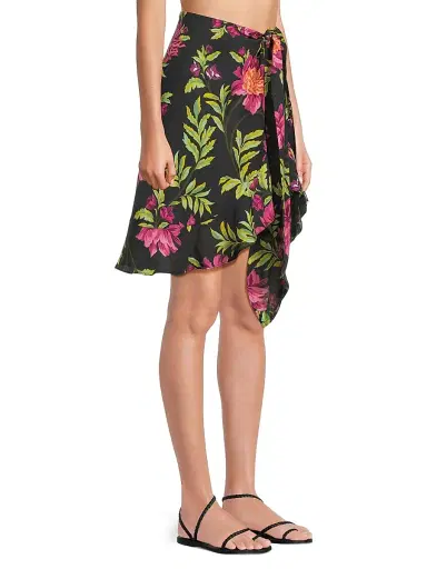 Kobi Halperin Women's Marlo Tropical Cover-Up Knee-Length Skirt - Black Multi | Thumbnail 4