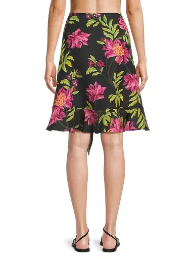Kobi Halperin Women's Marlo Tropical Cover-Up Knee-Length Skirt - Black Multi | Thumbnail 5
