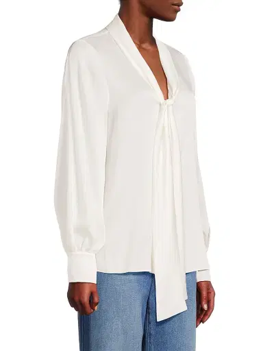Ungaro Women's Ella Silk-Blend Tie-Neck Blouse - Ivory - Size XXL | Thumbnail 4 Ungaro Women's Ella Silk-Blend Tie-Neck Blouse - Ivory - Size XXL | Thumbnail 4
