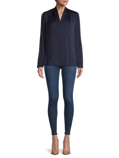 Kobi Halperin Women's Nellie Silk-Satin Blouse - Midnight Blue - Size XXL | Thumbnail 2