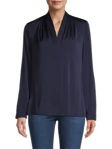 Kobi Halperin Women's Nellie Silk-Satin Blouse - Midnight Blue - Size XXL | Thumbnail 3