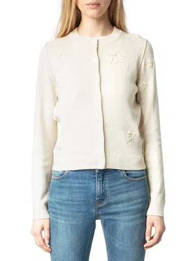 Zadig & Voltaire Women's Alpha Stars Cardigan - Ecru - Size Medium | Thumbnail 3