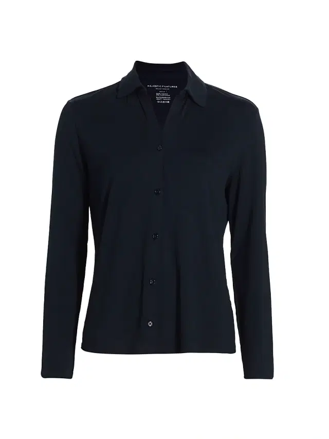 Majestic Filatures Women's Soft Touch Button-Up Shirt - Marine