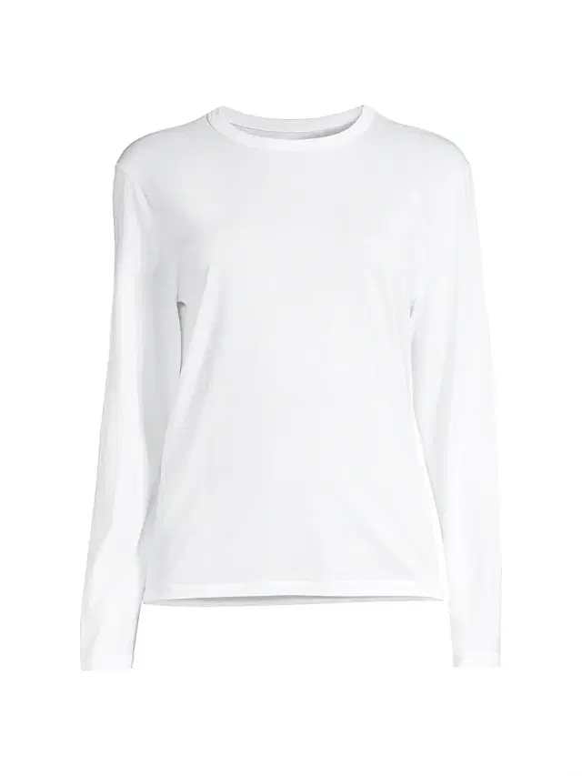 Women's Long-Sleeve Semi Relaxed Crewneck Top - White