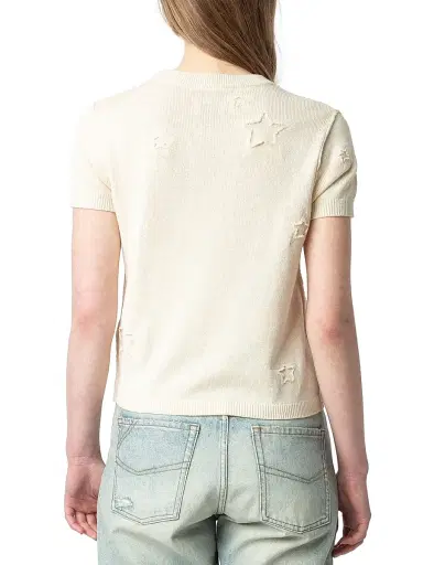 Zadig & Voltaire Women's Bully Stars Short-Sleeve Sweater - Ecru - Size Large | Thumbnail 4