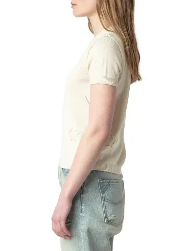Zadig & Voltaire Women's Bully Stars Short-Sleeve Sweater - Ecru - Size Large | Thumbnail 5