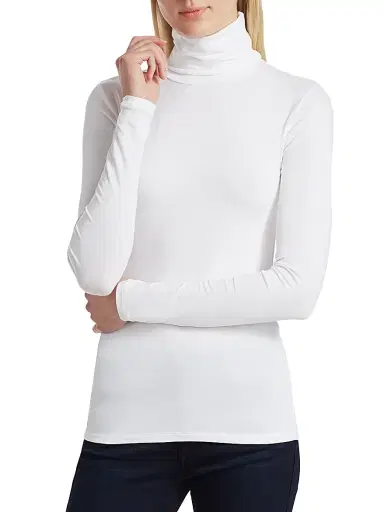 MAJESTIC FILATURES Women's Soft Touch Turtleneck Top - Blanc - Size Large | Thumbnail 3