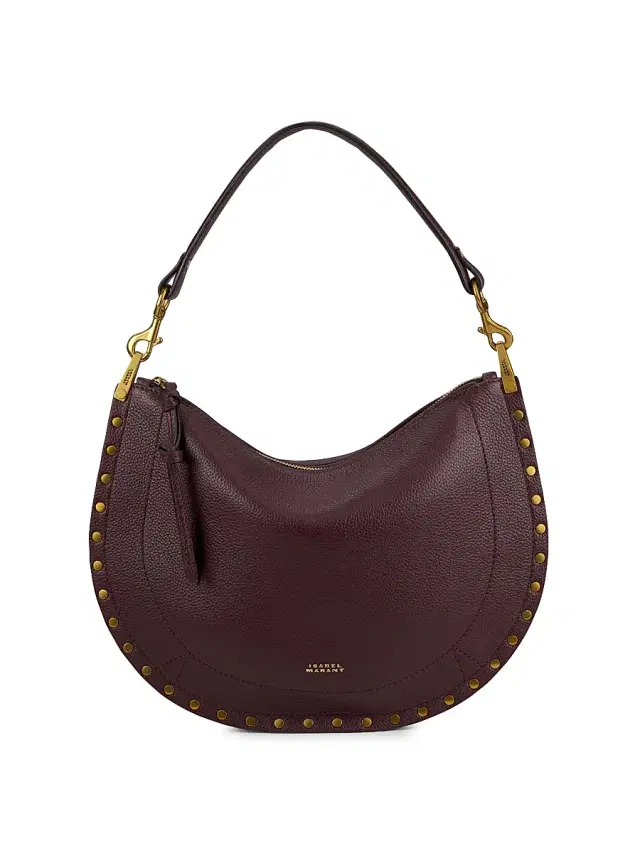 Isabel Marant Women's Oskan Studded Leather Shoulder Bag - Burgundy
