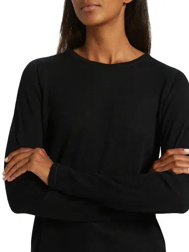 MAJESTIC FILATURES Women's Cashmere Crewneck Sweater - Noir - Size Large | Thumbnail 6 MAJESTIC FILATURES Women's Cashmere Crewneck Sweater - Noir - Size Large | Thumbnail 6