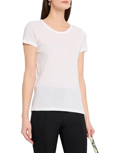 MAJESTIC FILATURES Women's Ribbed Stretch Cotton T-Shirt - White - Size Large | Thumbnail 3 MAJESTIC FILATURES Women's Ribbed Stretch Cotton T-Shirt - White - Size Large | Thumbnail 3