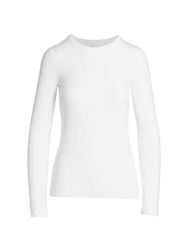 Majestic Filatures Women's Soft Touch Long-Sleeve Crewneck Top - Blanc