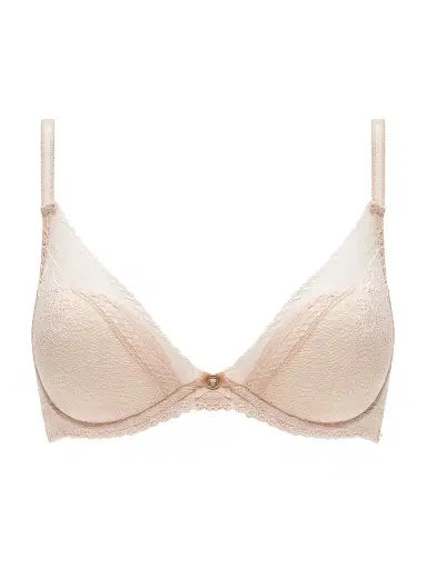 Chantelle Festivite Lace Plunge Bra - Nude Blush - Size 30D | Thumbnail 1